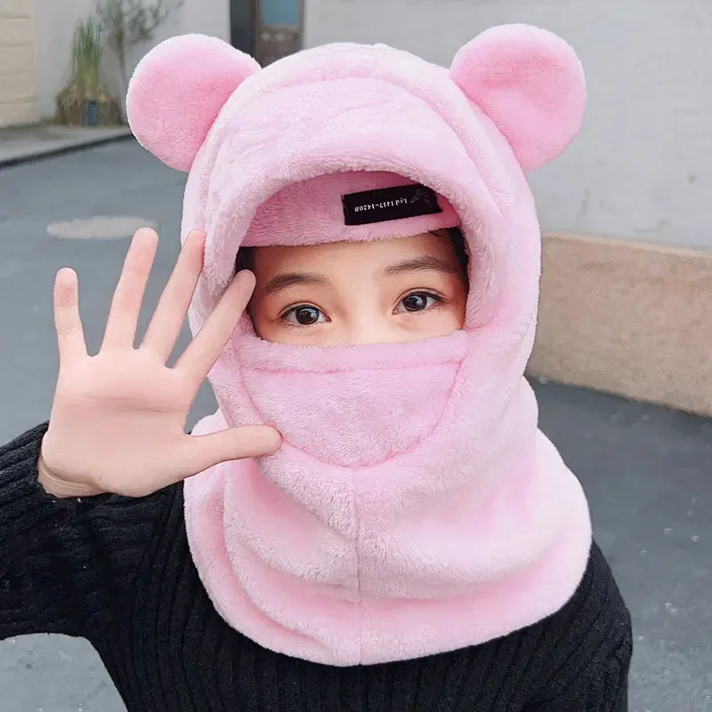 

Зимняя шапка для маленьких девочек 4, 5, 6, 7, 8 лет, теплая шапка с шарфом для мальчиков, детская толстая шапка-ушанка с ушками