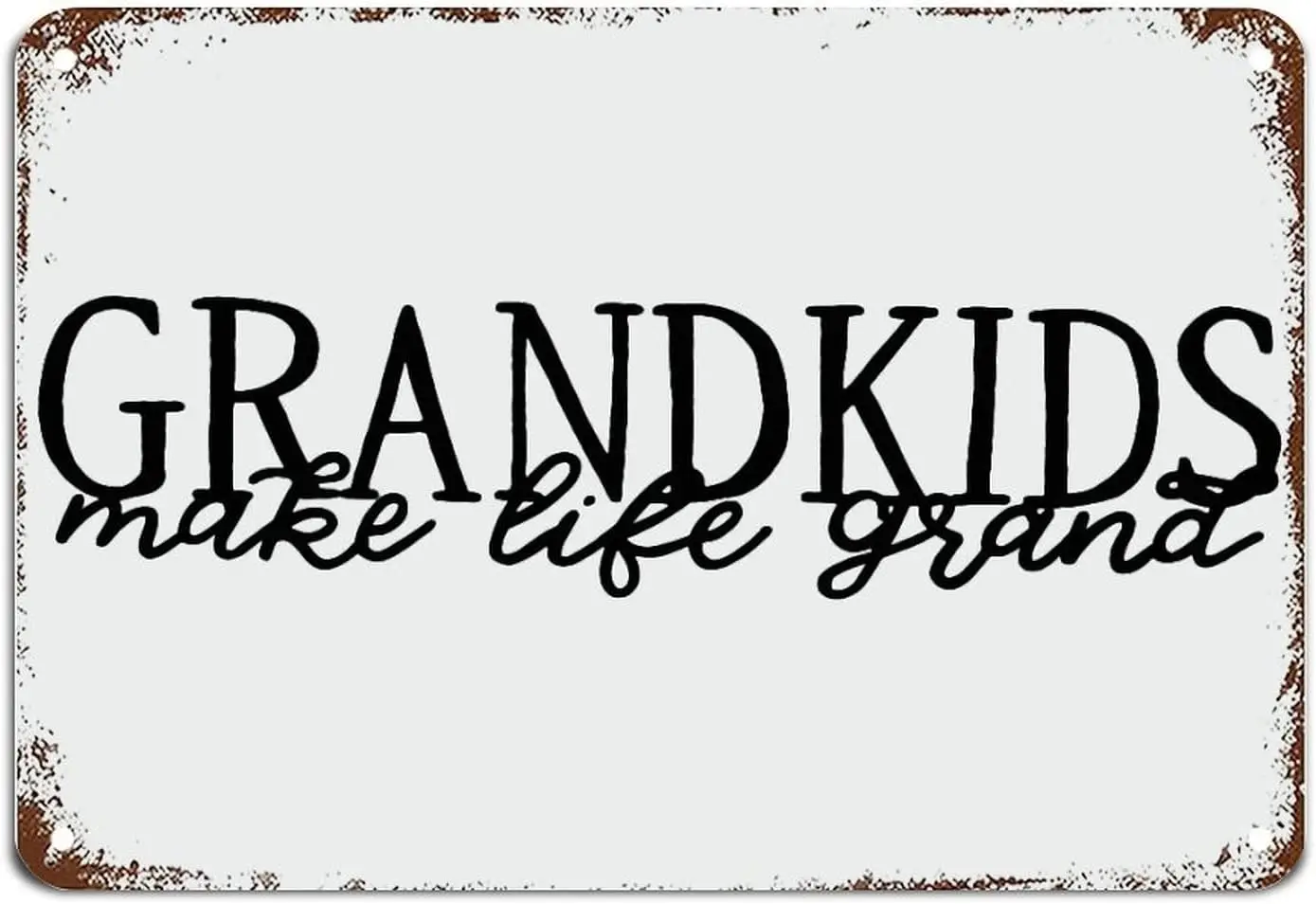 Wood Hanging Sign Grandkids Make Life Grand Metal Sign with Quotes Metal Sign Motivational Wall Art Rustic Wall Decorations for