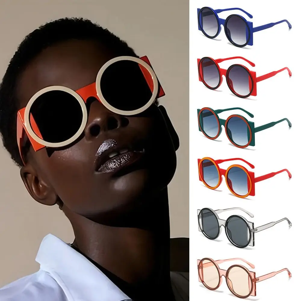 Lunettes de soleil rondes surdimensionnées à la mode UV400 lunettes de soleil dégradées uniques lunettes Y2K pour femmes et hommes
