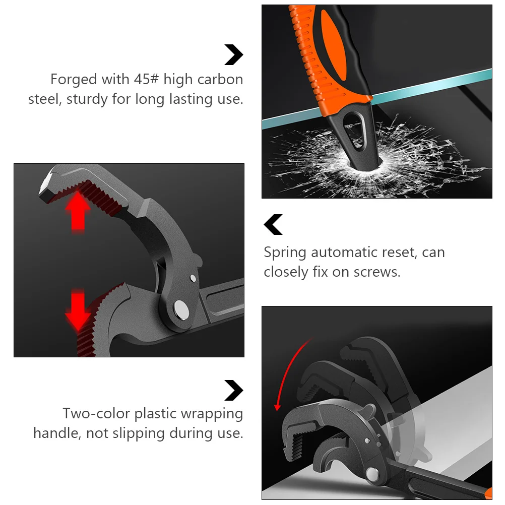 

Universal Wrench Multi Locking High Carbon Steel Tool Pipe Spanner Ratchet Metric Electrophoresis Spring Reset Non Slip