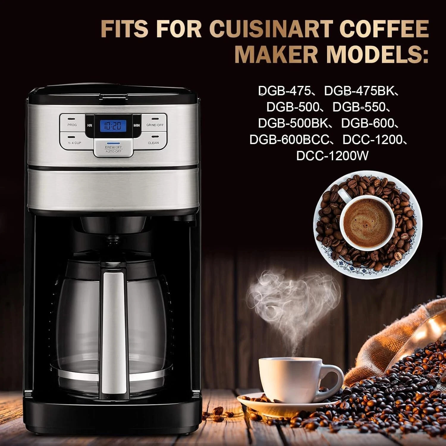 Stainless Steel Coffee Bean Grinder Blade Replacement Lid Assembly Compatible with Cuisinart DGB-500GLID Coffee Maker