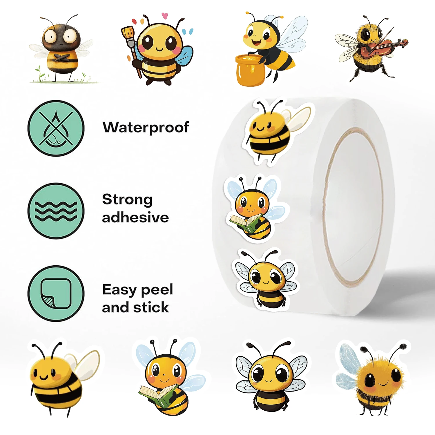 500 قطعة ملصقات حيوانات النحل لسجل القصاصات المجلات الكمبيوتر المحمول الوفير سكيت زجاجات مياه ديكور الهاتف الكمبيوتر