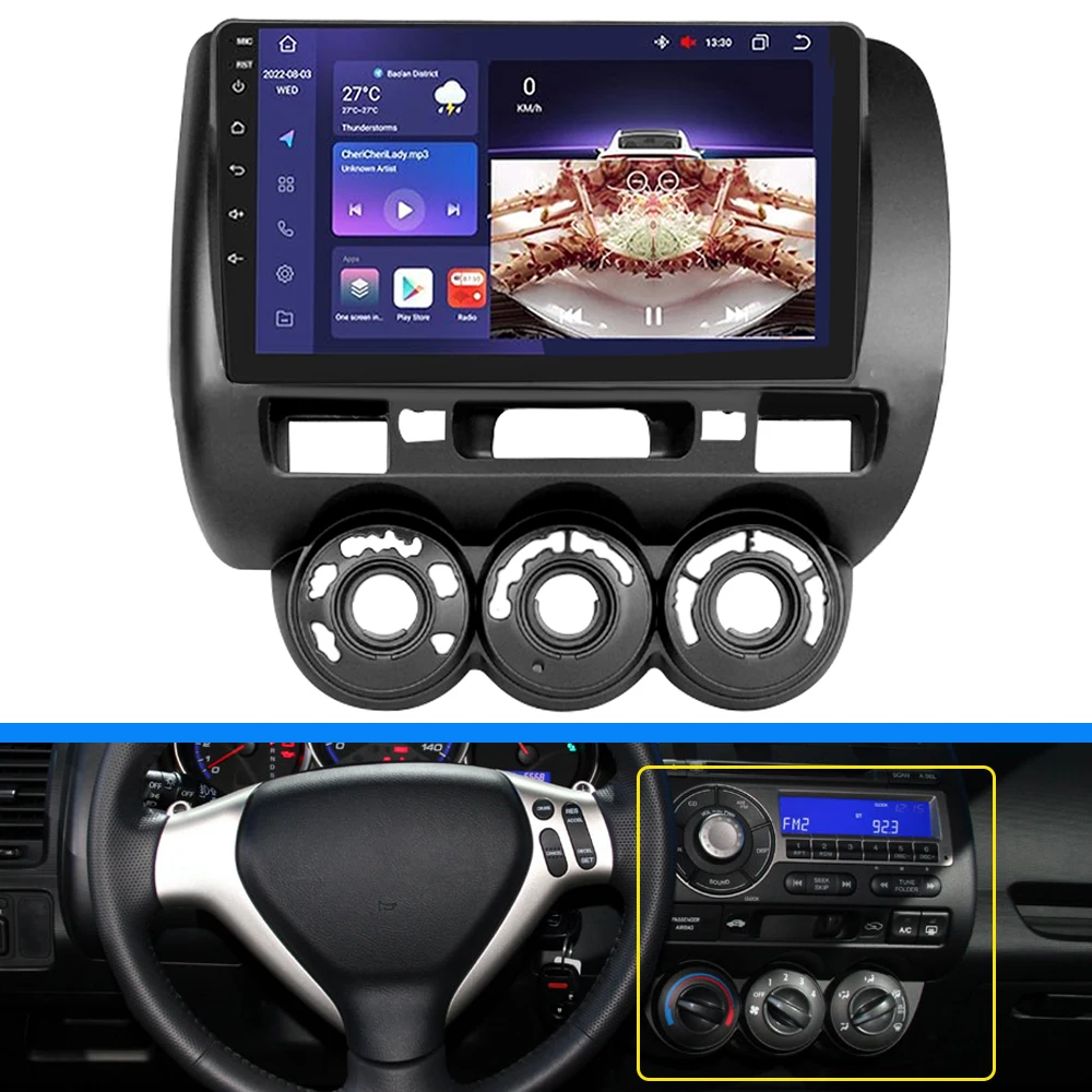 Adaptador de fáscia para quadro de carro, 9 polegadas, para honda city fit jazz 2002-2007, android, rádio, painel de montagem, kit lhd e rhd, acessórios