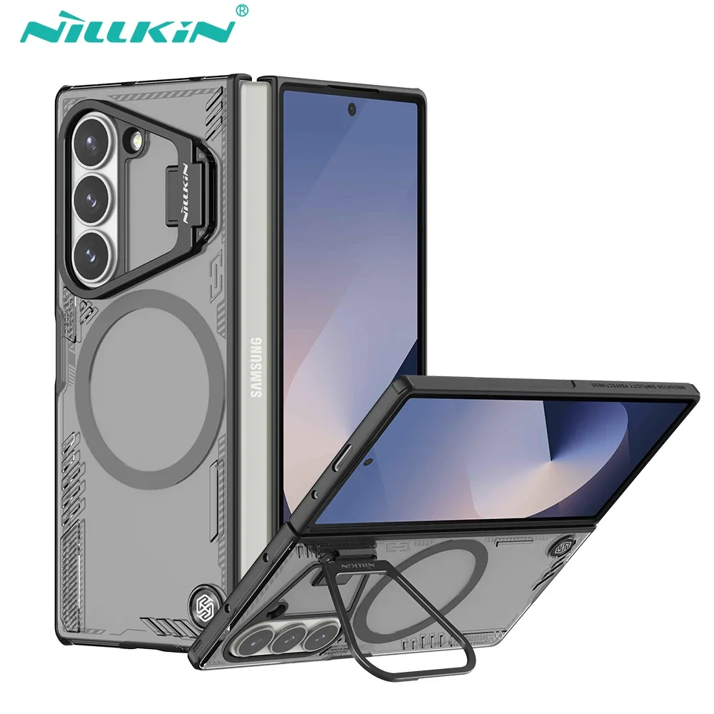 NILLKIN لحافظة MagSafe لهاتف Samsung Galaxy Z Fold 7 5G - غطاء خلفي مغناطيسي مقاوم للصدمات مع حامل كاميرا وحماية قوية