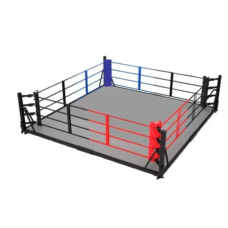 4m x 4m Foldable and Storable Boxing Ring, Portable Mixed Martial Arts Floor Ring, Sanda and Kickboxing Ring