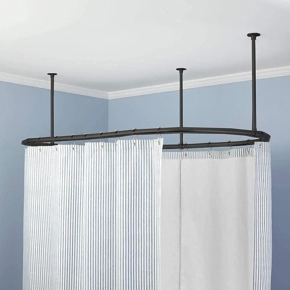 

Oval Shower Curtain Rod Ceiling Support or Clawfoot Tub Freestanding Curtain Rail Heavy Duty in Matt Black - 60 x 30 Inch, 1500