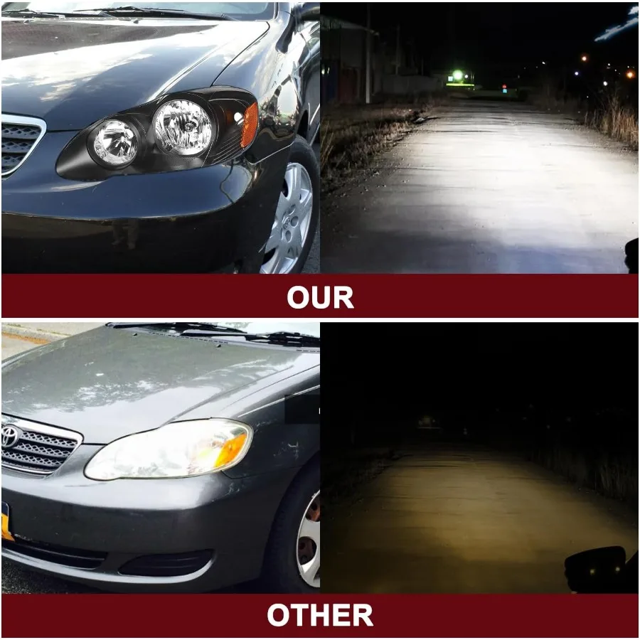 استبدال مجموعة المصابيح الأمامية لـ 20032008 كورولا كشافات الركاب وجانب السائق الأسود الإسكان العنبر عاكس مع انت #4