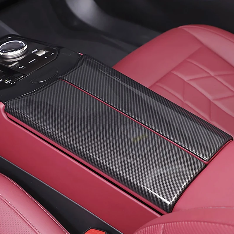 

Center Console Armrest Box Panel Cover Decoration Trim For BMW 5 Series i5 G60 2024 Car Styling Interior Carbon Fiber Color