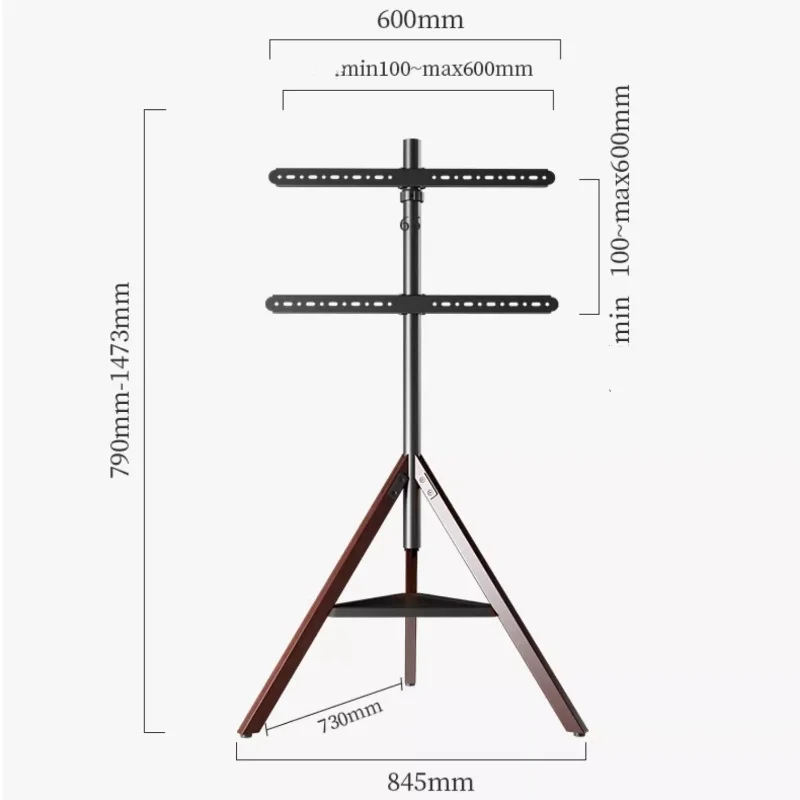 Heavy Duty 32-70 Inch Wooden Tripod TV Stand Swivel Feature Steel Floor TV Stand Bracket for Living Room Office Decoration view 4