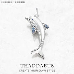 Cheerful Dolphin With Blue Stones Pendant Brand 925 Sterling Silver Jewelry 2023 Accessorie Good Luck Gift For Woman
