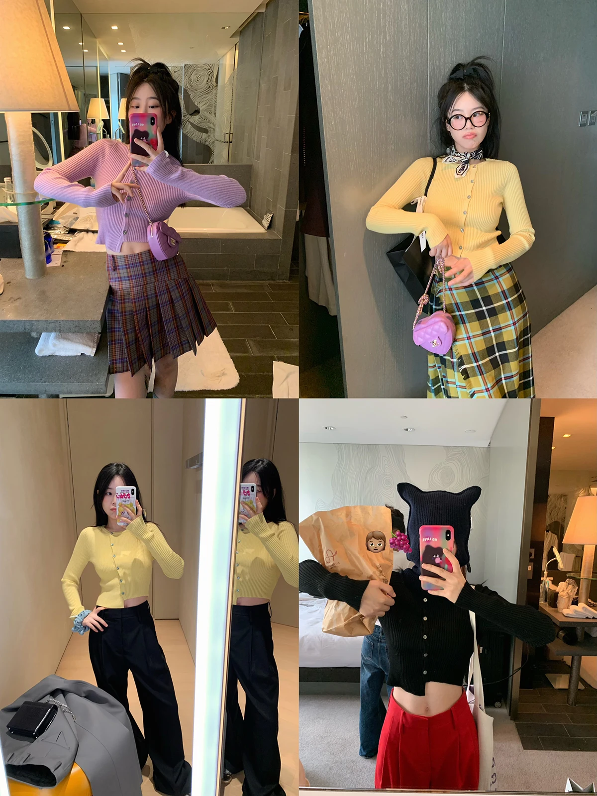 

Tri-Color Knitted Sweater Small Waist ex Commute Sle Long Sve Button up Cardigan Regular Fit Wool Blend Knitwear