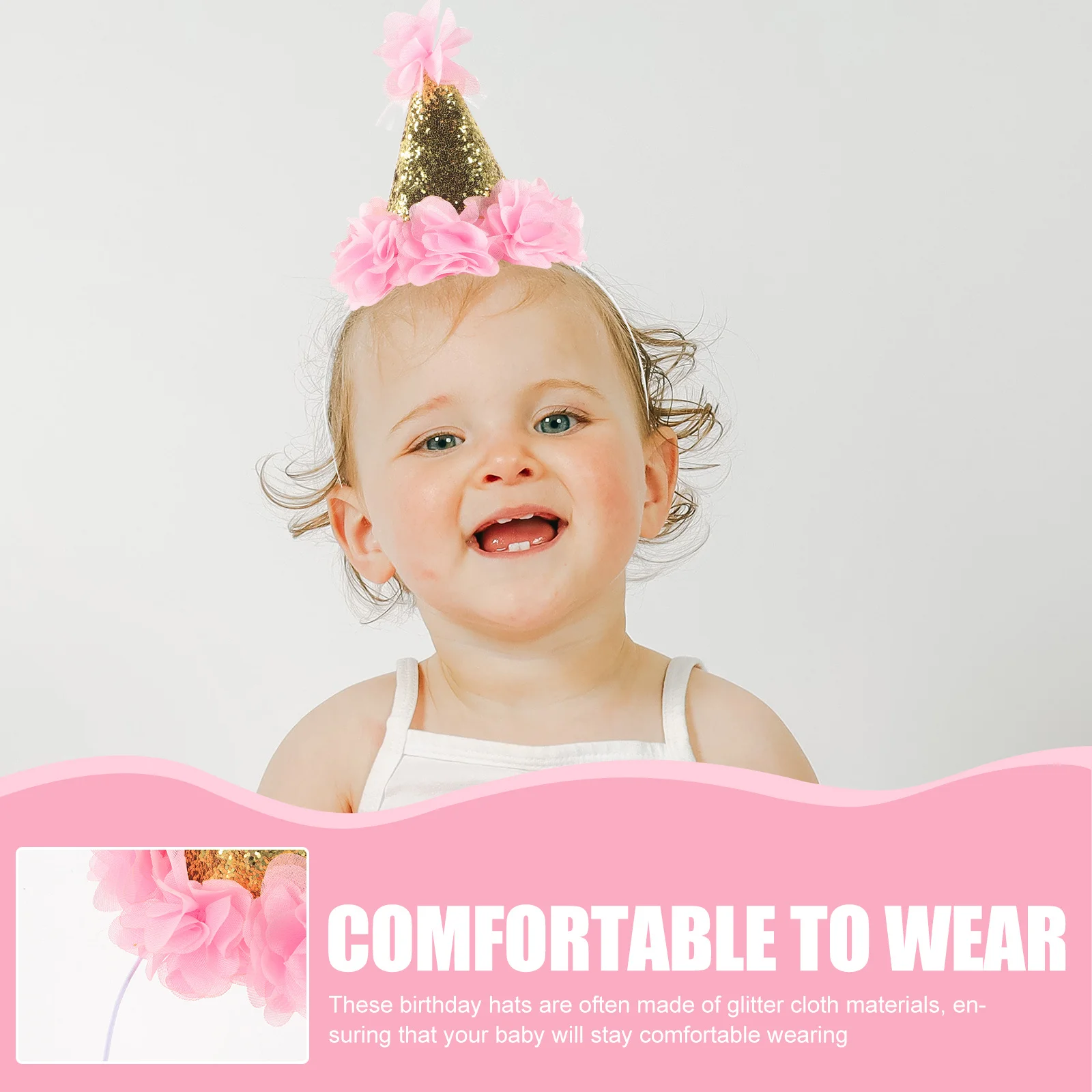 

2Pcs Glitter Cone Birthday Hats Reusable Comfortable Party Hats for Birthday Celebration Party Hat