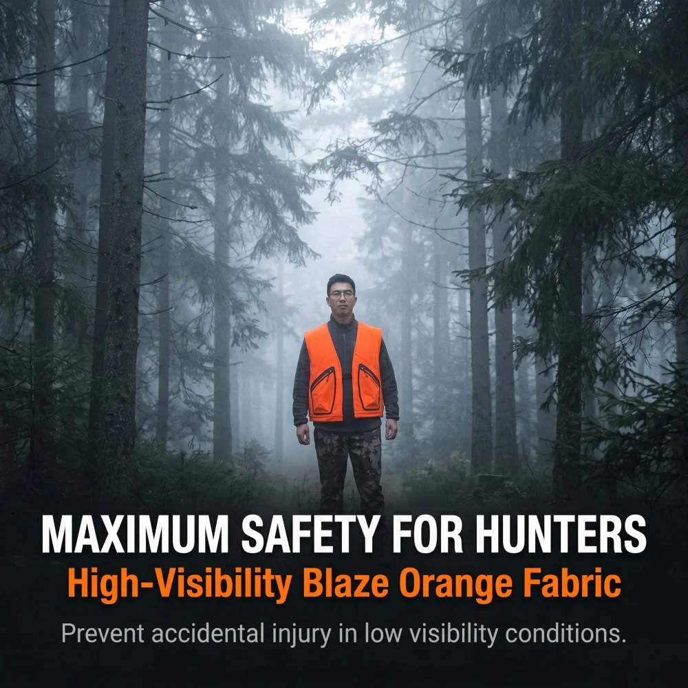Men's Safety Vest for Hunting Vest High Visibility Reflective Safety Gear for Outdoor Sports - view 6