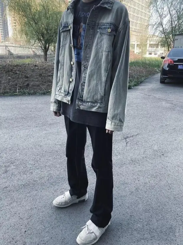 

Джинсовая куртка Respect FG, светло-голубая уличная одежда с тяжелой талией для пар, молодежная верхняя одежда свободного кроя Faion Long Sve