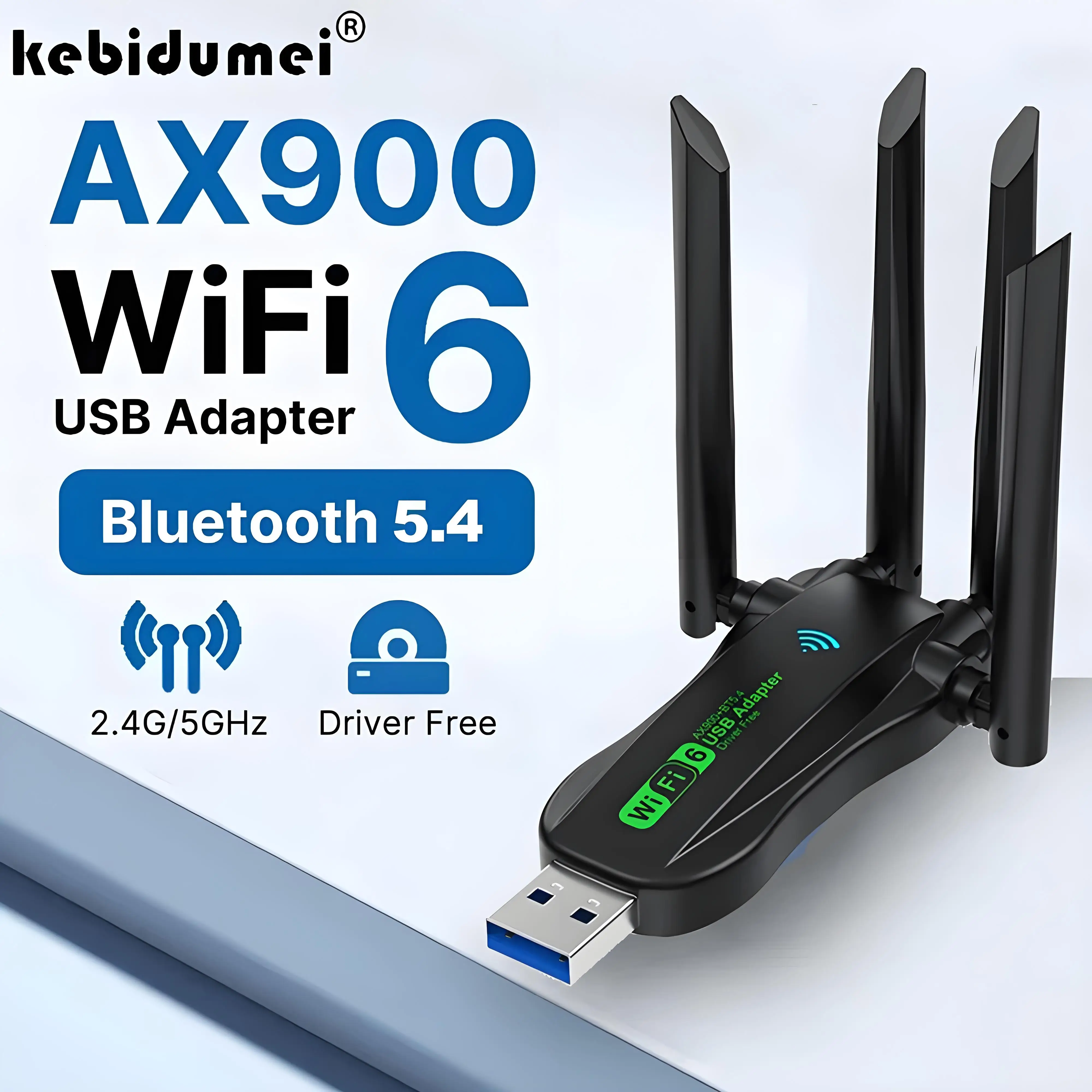 

AX900 USB WiFi 6 Bluetooth 5.4 Adapter 2 in1 Dongle Dual Band 2.4G&5GHz Antennas Network Wireless Receiver Driver Free Win 10/11