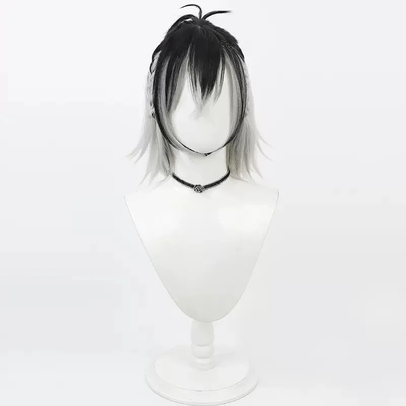 Peruca de cabelo sintético com L-email peruca, resistente ao calor, um vampiro vive no dormitório, Ruka Saotome Cosplay, cor preto e branco