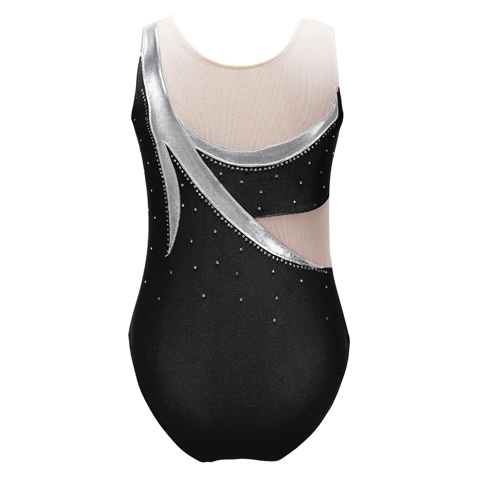 Kids Girls Shiny Rhinestone Metallic Ballet Tutu Gymnastics Leotard Figure Skating Dancing Jumpsuit Childs Gymnastic Bodysuit