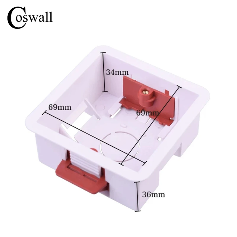 COSWALL 1 Gang Dry Lining Box For Gypsum Board / Drywall / Plasterboad 46mm/34mm Depth Wall Switch BOX Wall Socket Cassette