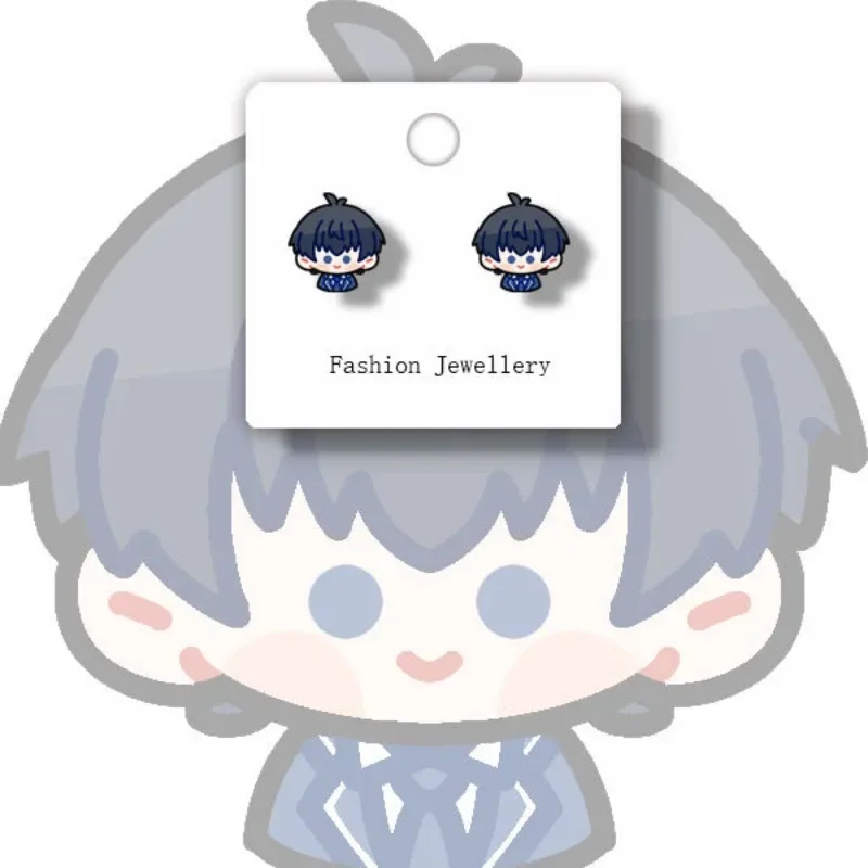 女性と女の子のためのisagi yoichiアニメイヤリングブルーロック耳スタッド、エレガントなジュエリーアクセサリー、面白いギフト、かわいい、ファッション、2個、ペア