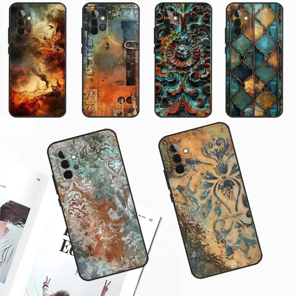 

Retro Industrial Style Rusty Phone Case For Samsung Galaxy A13,A21s,A22,A31,A32,A52,A53,A71,A80,A91 Soft Black Phone Cover