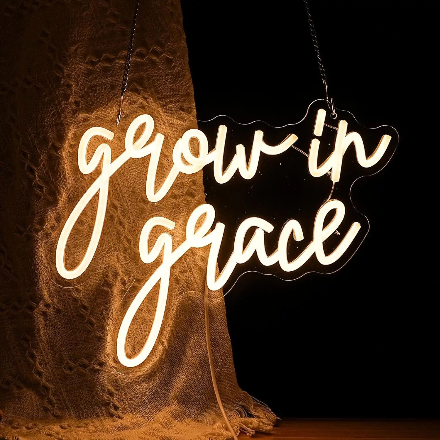 

Grow In Grace LED Neon Sign 5/12V USB Power Dimmable Religious Art Aesthetic Bible Verse Home Bedroom Wall Church Inspirational