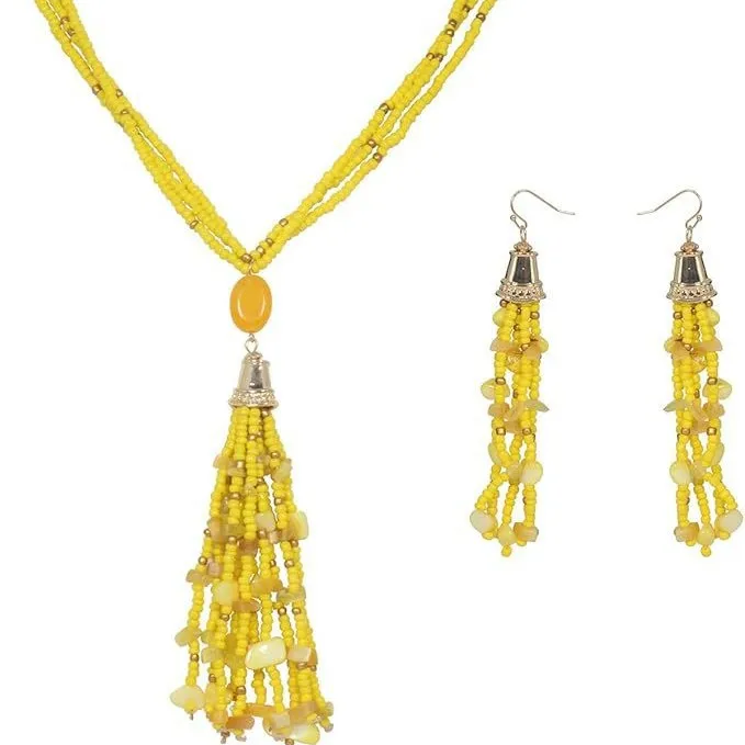 الرجعية مطرز شرابة طويلة قلادة أقراط للنساء الفاخرة مهدب سلسلة مجموعة البوهيمي مجوهرات العرقية متعدد الطبقات طوق المختنق #5