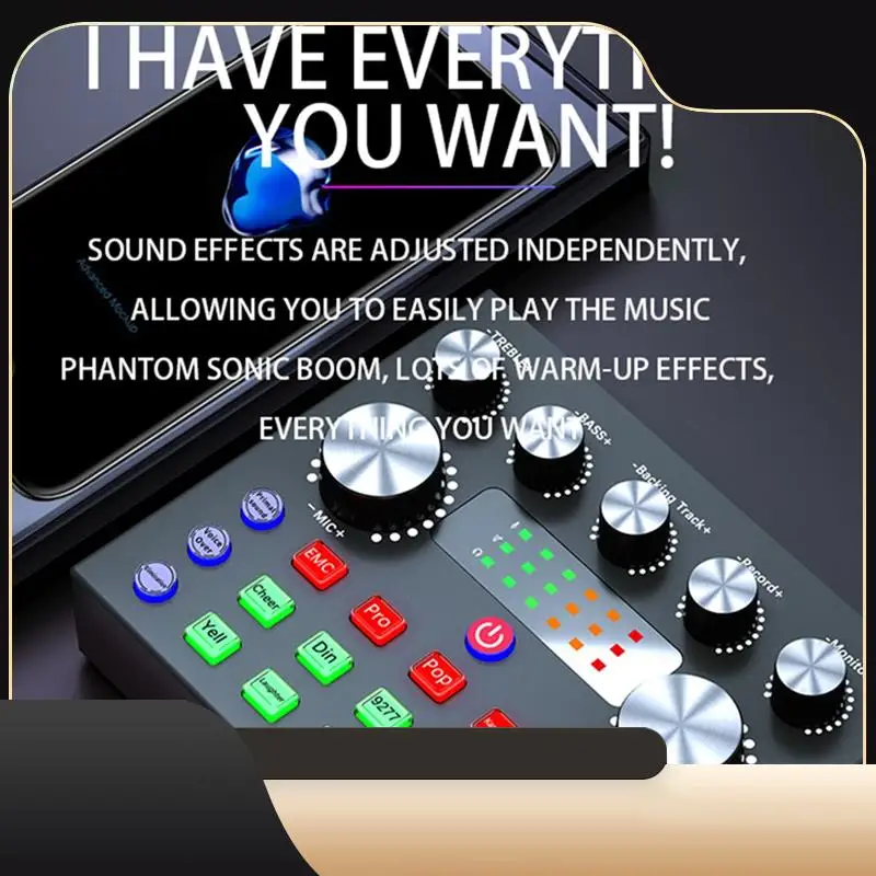 

V8S Audio Mixer With Voice Changer,Podcast Mixer,Sound Card For Phone Gaming Karaoke Studio Live Streaming Podcast-T44C