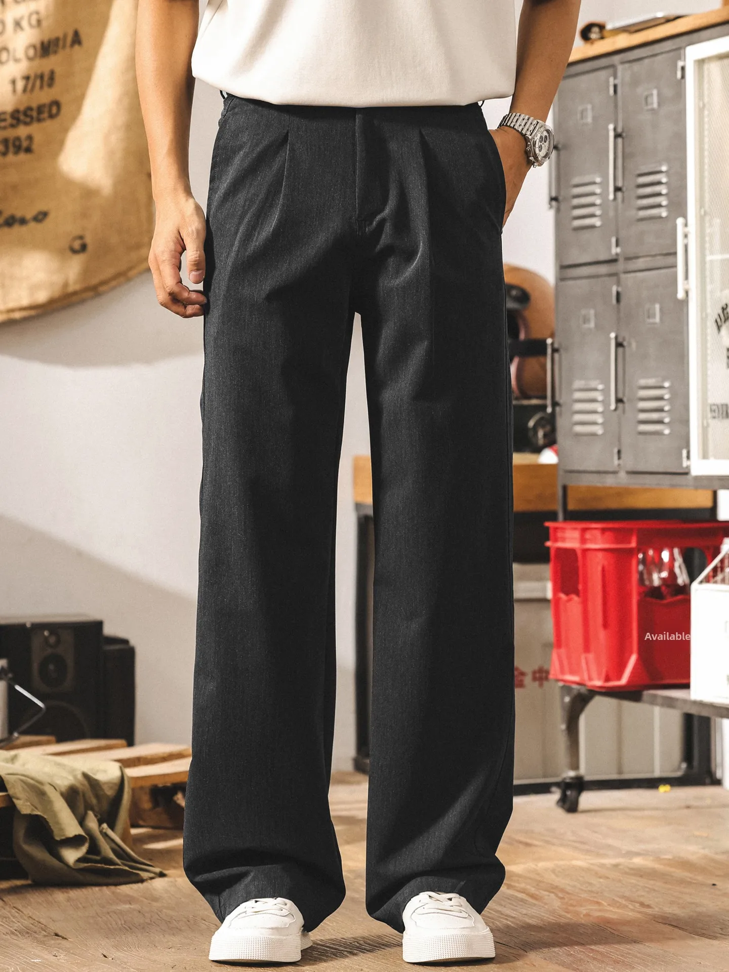 

American Sle Vintage Men's Straight Leg Pants Summer Loose Wide Leg Long Trousers Casual Faion Brand Breathable Summer