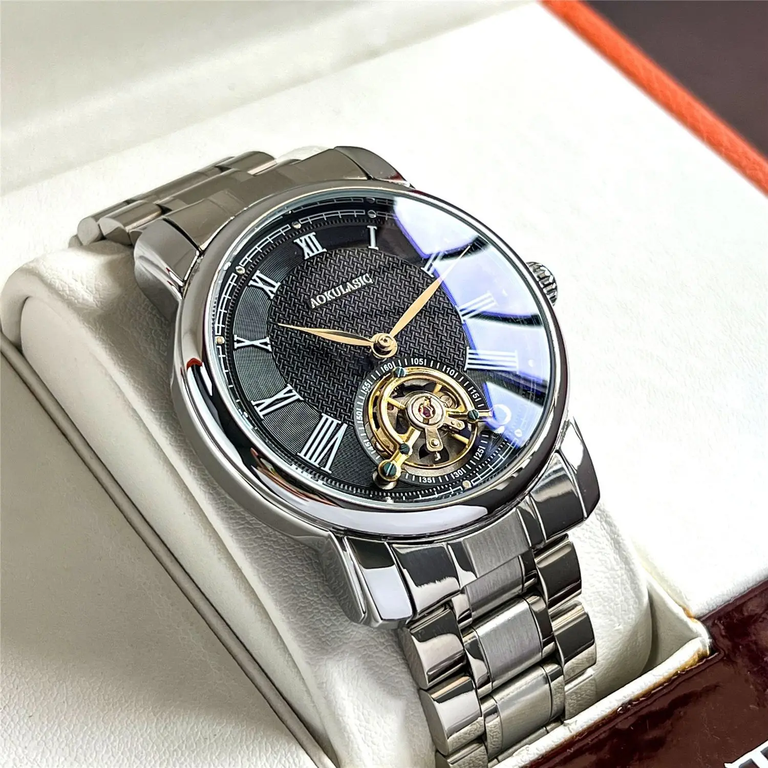 Luxury Business Men's Automatic Mechanical Watch, Hollow Design, Fashionable, Casual, Versatile, and Unique, Best-Selling Men's Watch, Perfect Gift for Giving