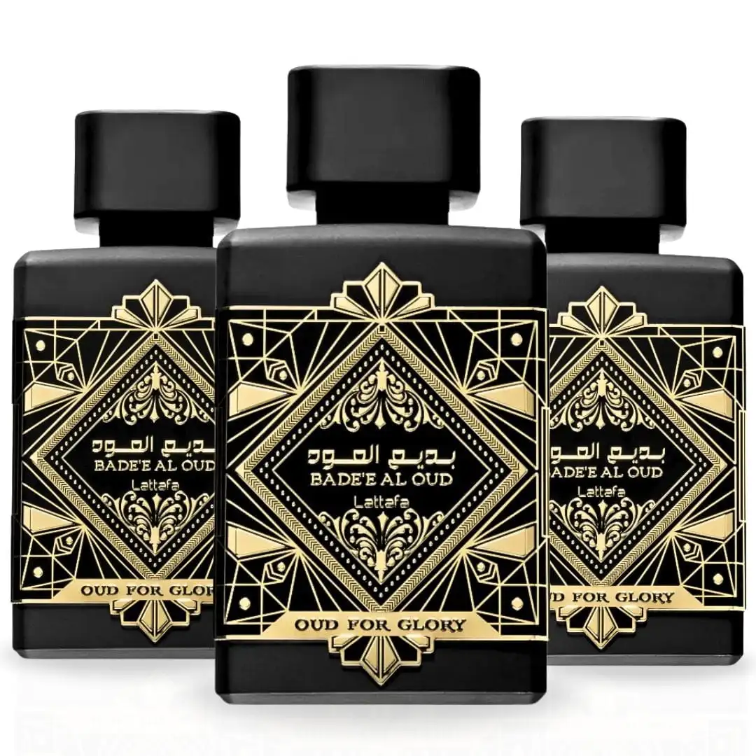 

Парфюмерная вода Bad'ee Al Oud Glory EDP 100 мл (3.4 унции) от Lattafa | Глубокий острый аромат с насыщенным удом. Упаковка из 3 штук