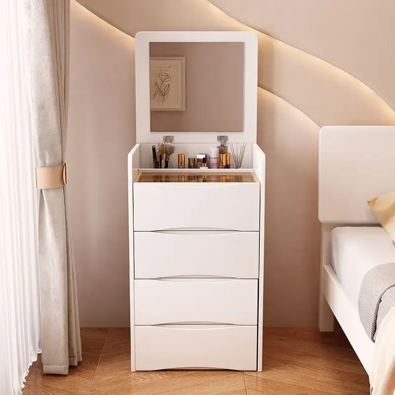 

Box Girl Glass Dresser Eithe Drawers Storage Living Room Makeup Dressing Table Mirror White Small Comoda Pra Quarto Furniture