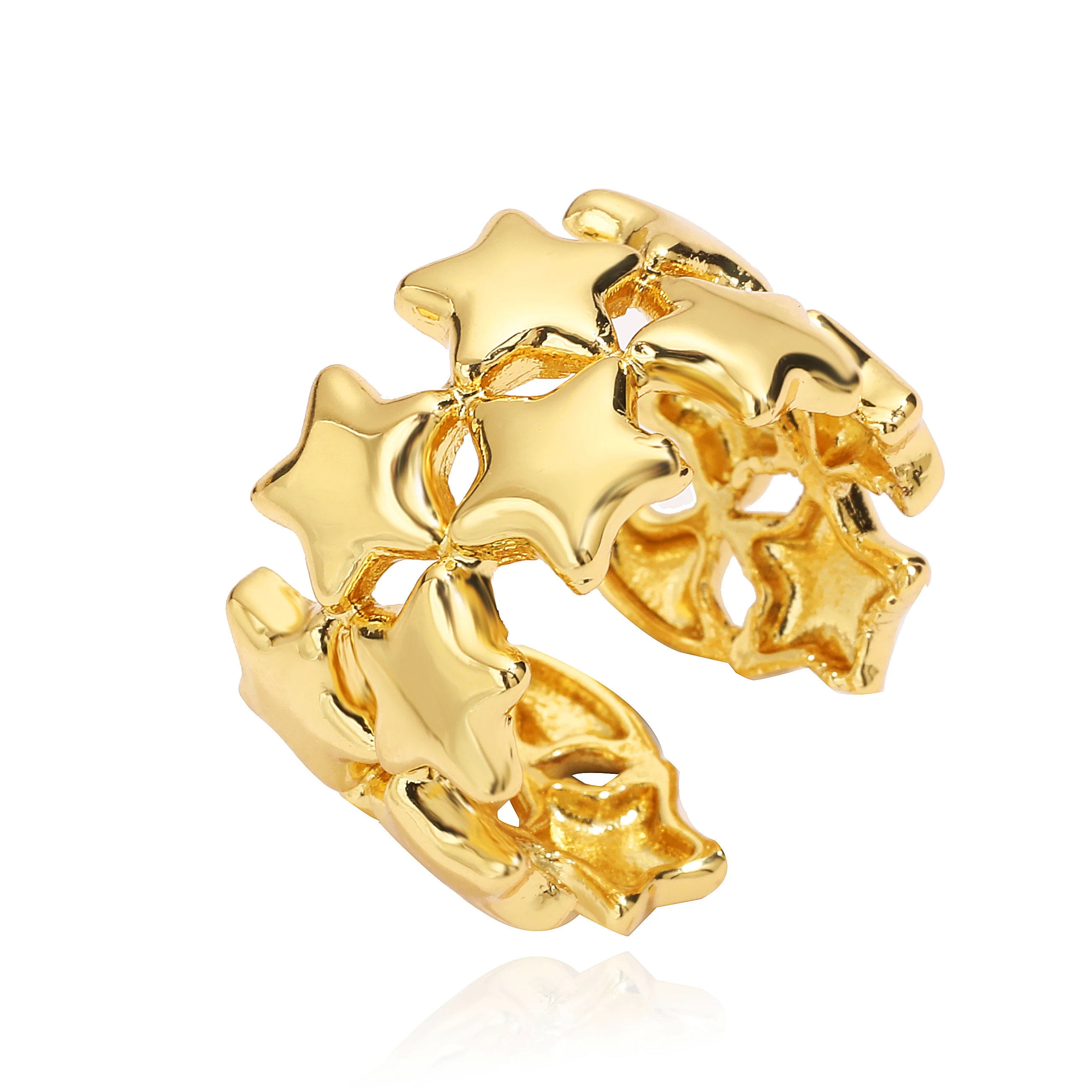 18K Gold Plated Brass Vintage Geometric Wave Rings For Women Gold Color Adjustable Rock Ring Aesthetic Wedding Jewelry Gift