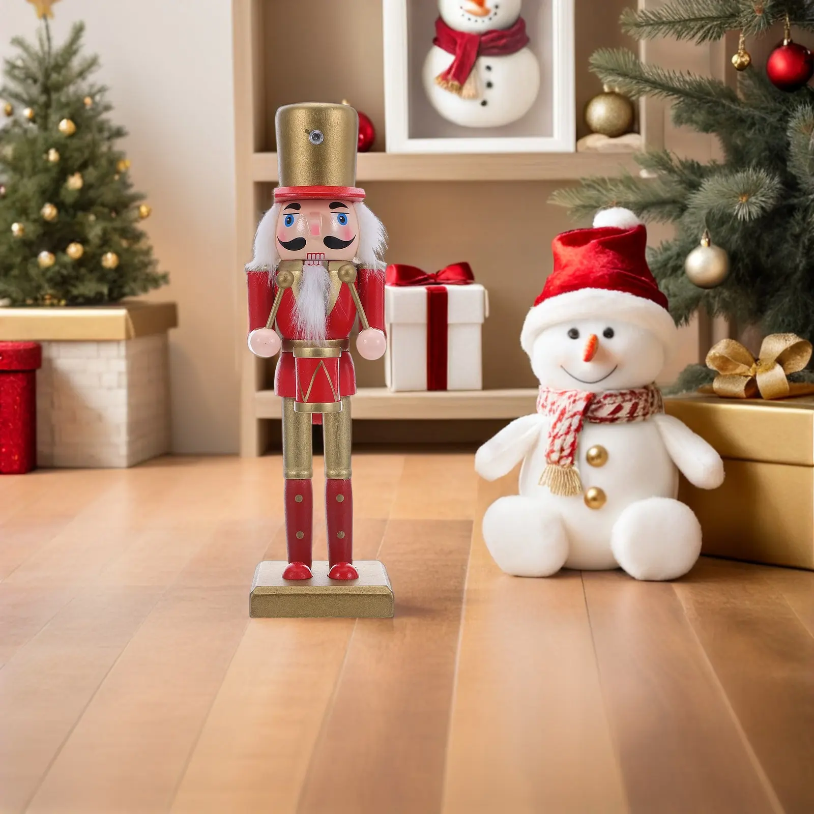 Wooden Nutcracker Soldier Christmas Ornament Handmade Festive Decor Vibrant Painted Design Reusable Holiday Gift for Home Office