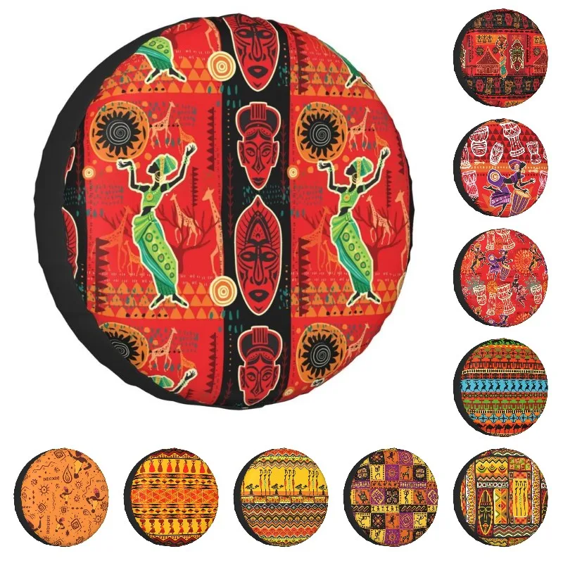 African Ethnic Motifs Spare Tire Cover for Toyota Land Cruiser Prado Jeep RV SUV Camper Car Wheel Covers 14