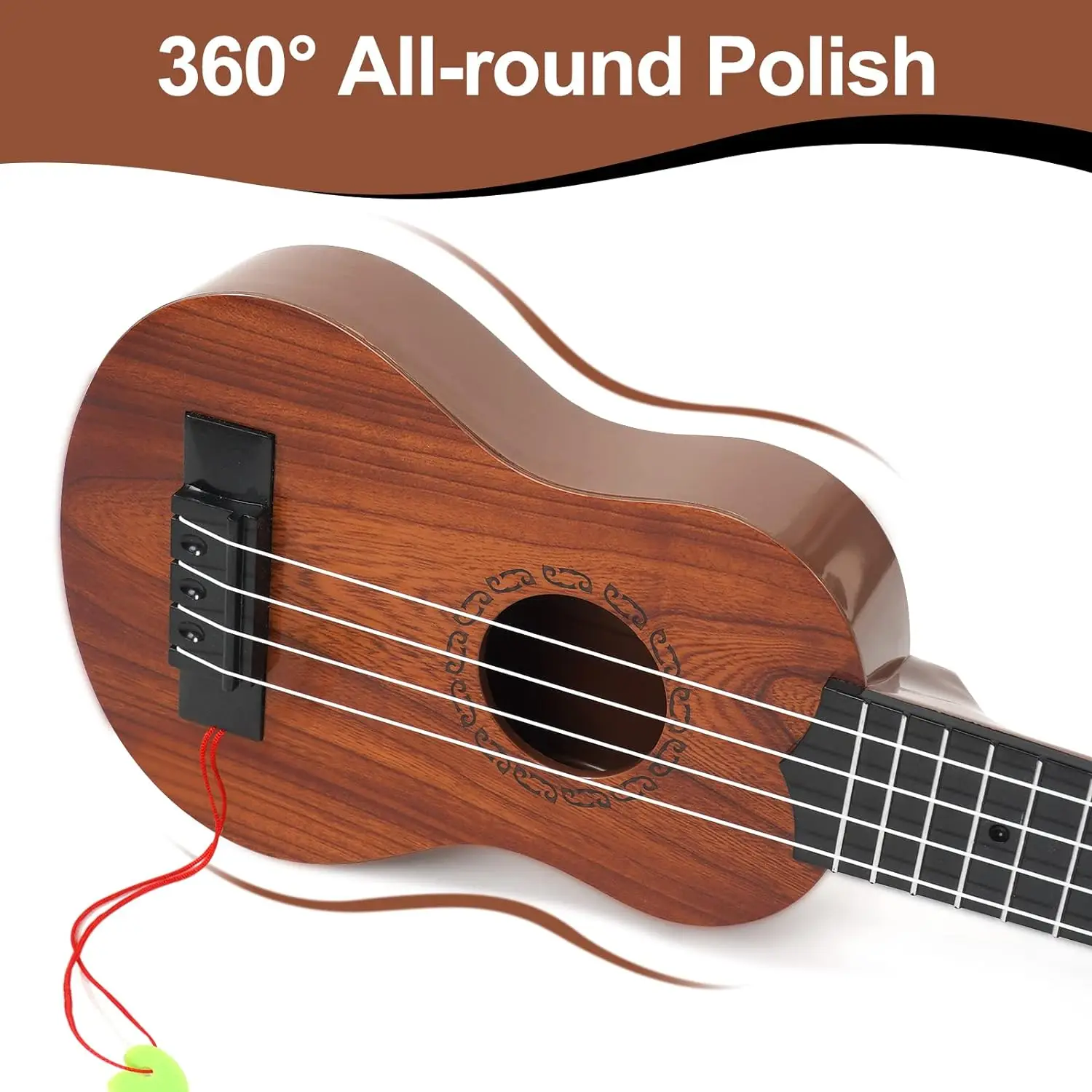 Gitara Ukulele dla dzieci 17 cali - 4 struny Mini gitara dla dzieci instrumenty muzyczne zabawki edukacyjne z kostkami dla małych dzieci chłopców