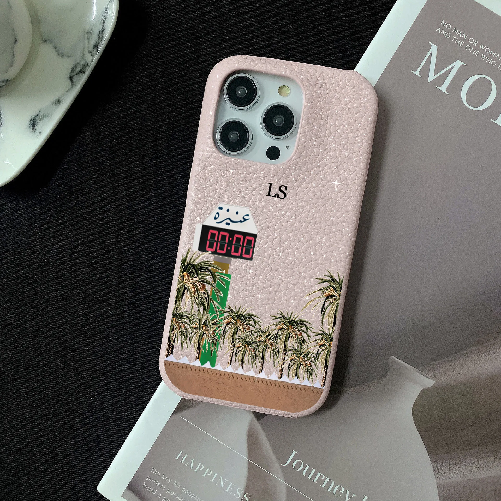 Personalised Inevitable Initial Kafr Letters Name Leather Case for iPhone 11 12 14 13 15 Pro Max Mini 16 Plus Luxury Hard Covers