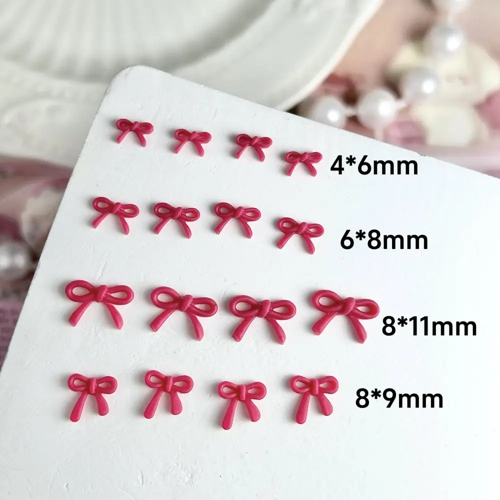 60PCS Hollowed-out Line Bowknots Resin Nail Charms 3D Mini Rose Pink Bows Nail Art Accessories for Making DIY Nails Ornaments