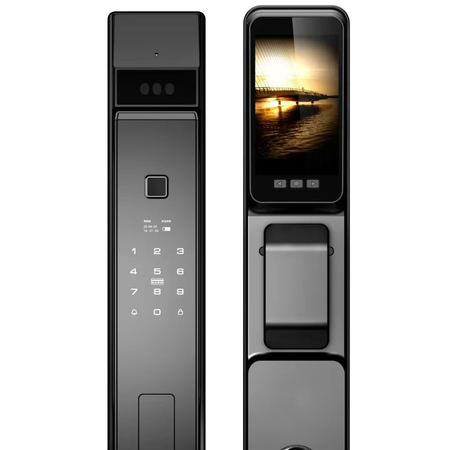 

July003 Fully Automatic Digital Fingerprint Smart Door Lock 3d Face Recognition With Camera Tuya Wifi Aluminium Lock