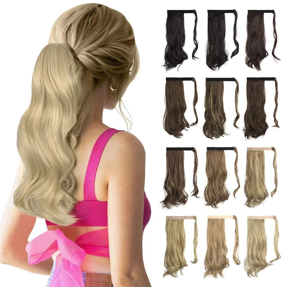 

Curly Ponytail Extension Heat Resistant Synthetic Natural Wavy Hairpiece Wrap Around Pony Tail Hair Extensions for White Women