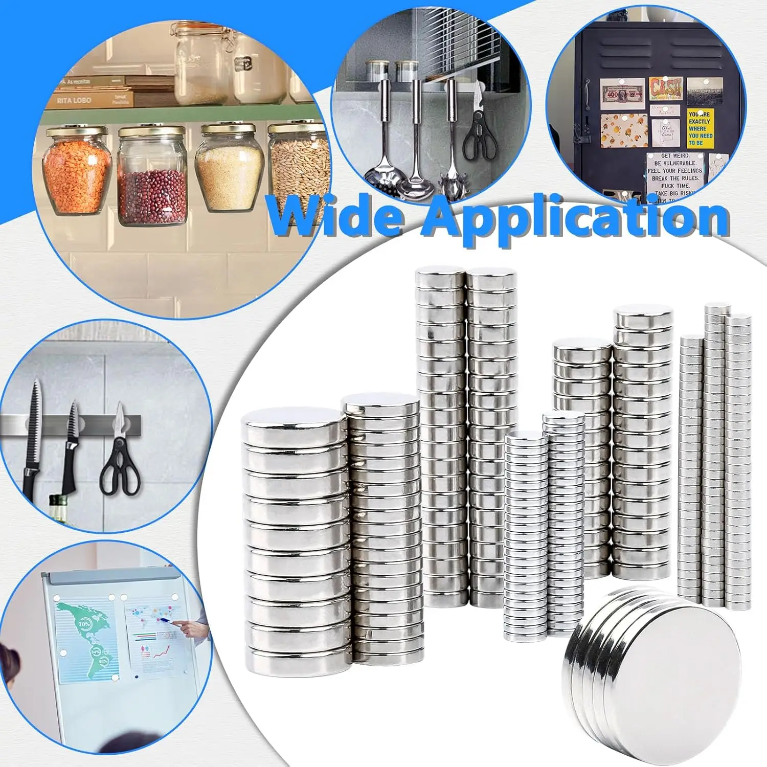 Super Strong Round Magnet Powerful Magnets Permanent Magnetic Refrigerator Magnet Multi-Use 3x3 5x3 6x3 8x3 10x3 15x3 20x3