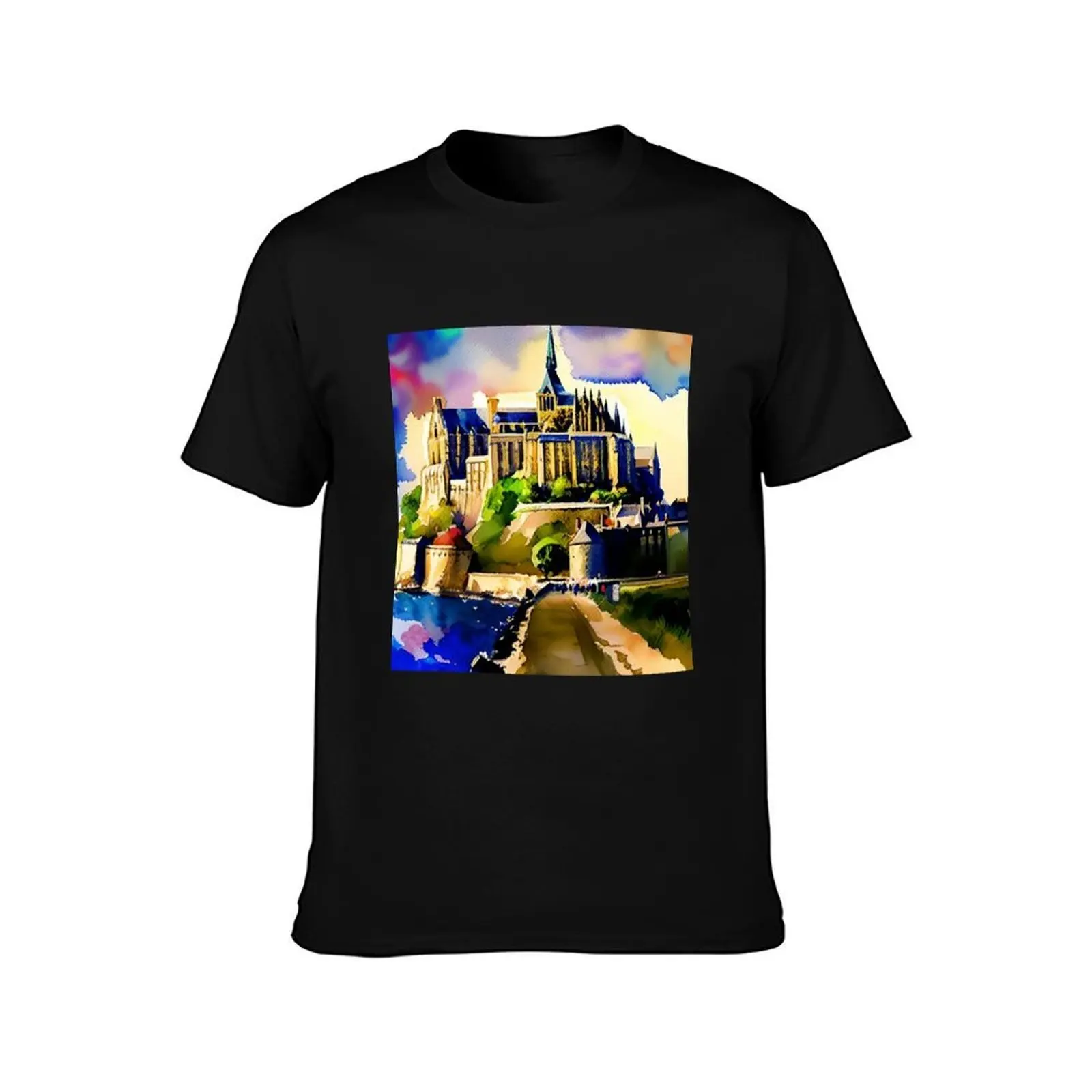 Mont Saint Michel Abbey, France T-Shirt Fashion Simple Casual Tee Shirt T-Shirt