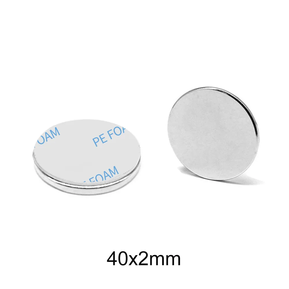 40x2 Powerful Strong Magnets 40mm x 2mm Permanent Neodymium Magnets 40x2mm Round Big Magnet Belt with 3M self - adhesive 40*2