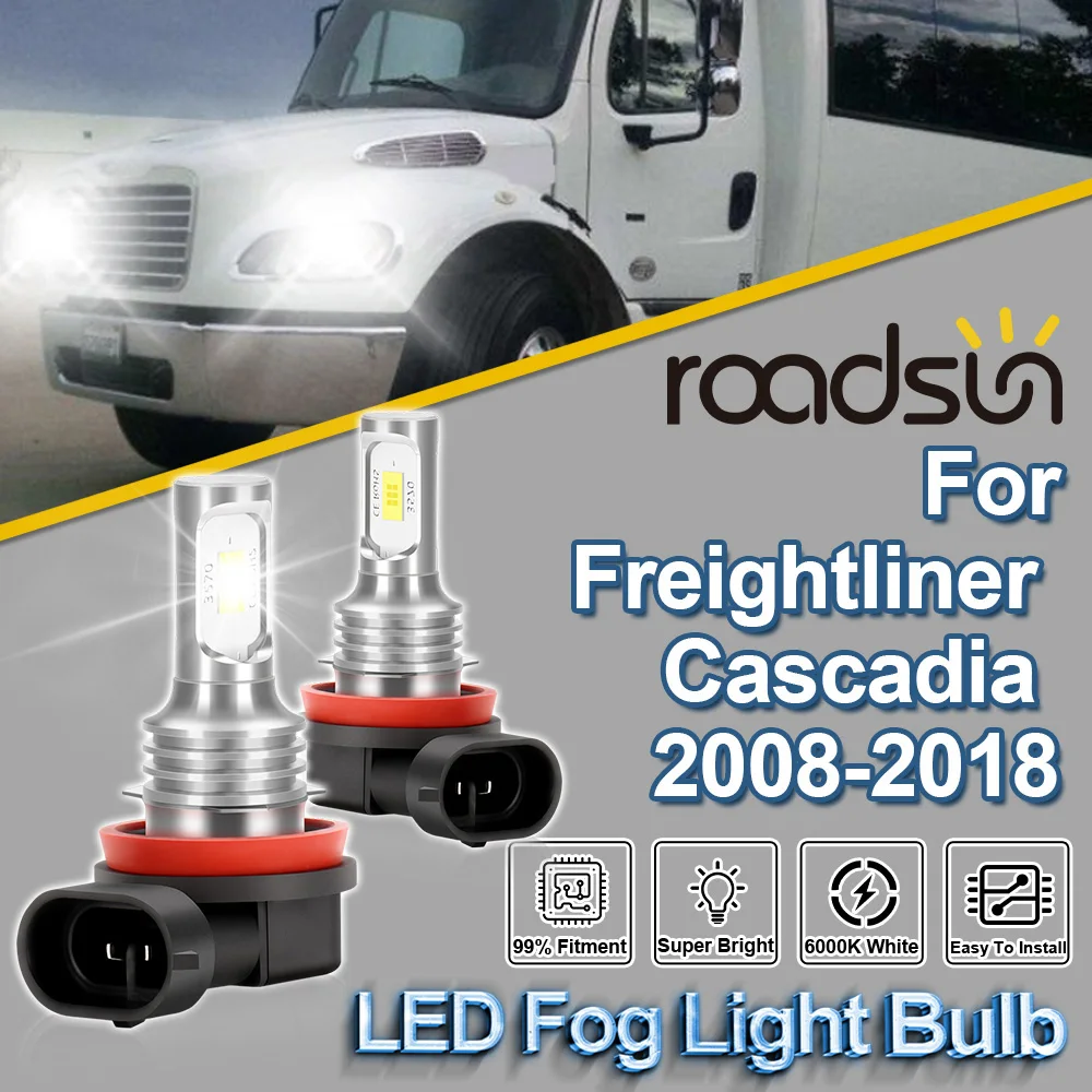 ROADSUN 2PCS Bombillas LED Canbus para Faros Antiniebla de Camión Freightliner Cascadia 2008-2018, Lámparas Antiniebla 2009 2010 2011 2012 2013 2014