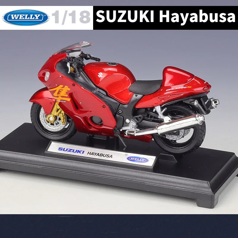 WELLY-modelo de motocicleta de aleación de simulación SUZUKI Hayabusa GSX 1300R, adecuado para juguetes y colecciones de niños, 1:18