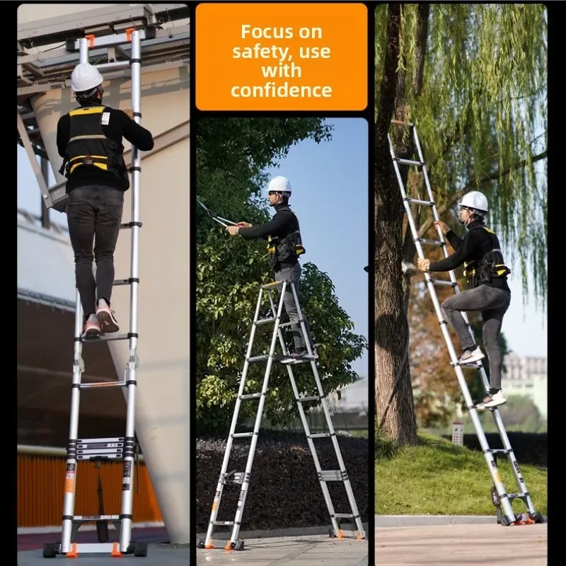 Aluminum Alloy Multifunctional Telescopic Herringbone Ladder Ladder Bamboo Ladder Folding Ladder Stair Lifting Straight