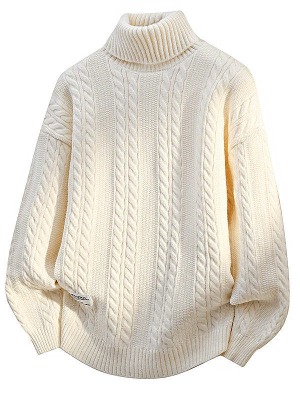 

Мужской вязаный свитер с высоким воротником, свободный повседневный однотонный теплый длинный свек, внутренняя одежда на осень-зиму