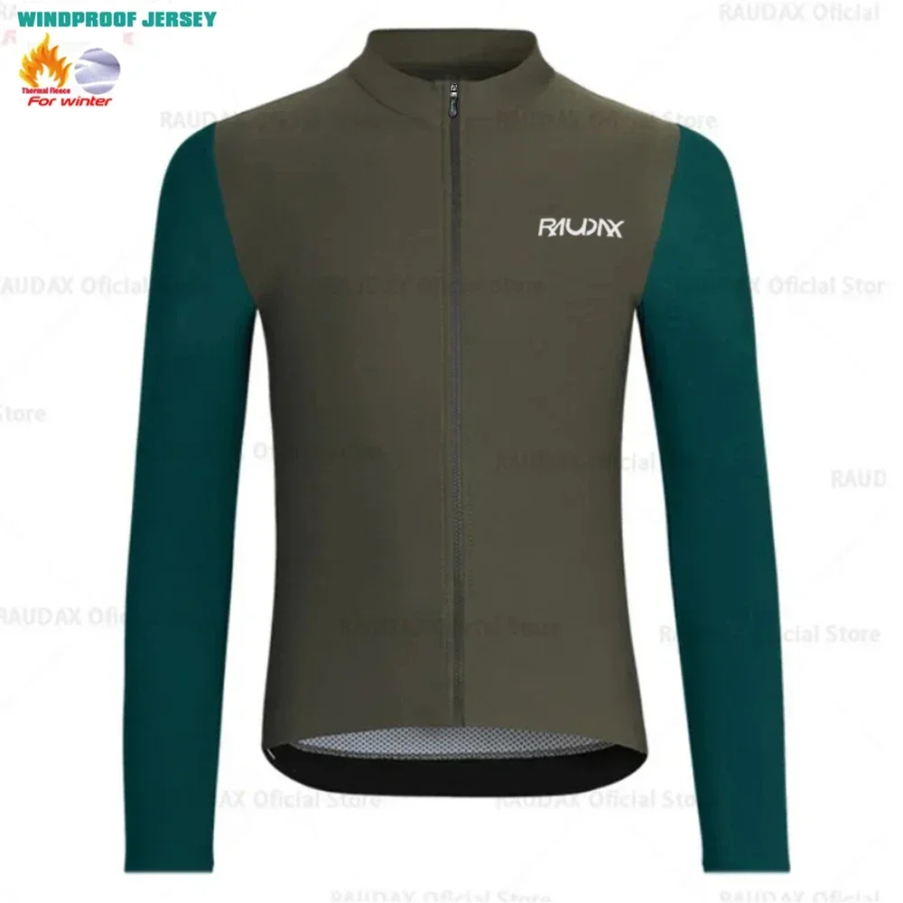 Raudax Fleece Cycling Jerseys for Men, Long Sleeve Coat, MTB Bike Jackets, Winter Clothing, 2025