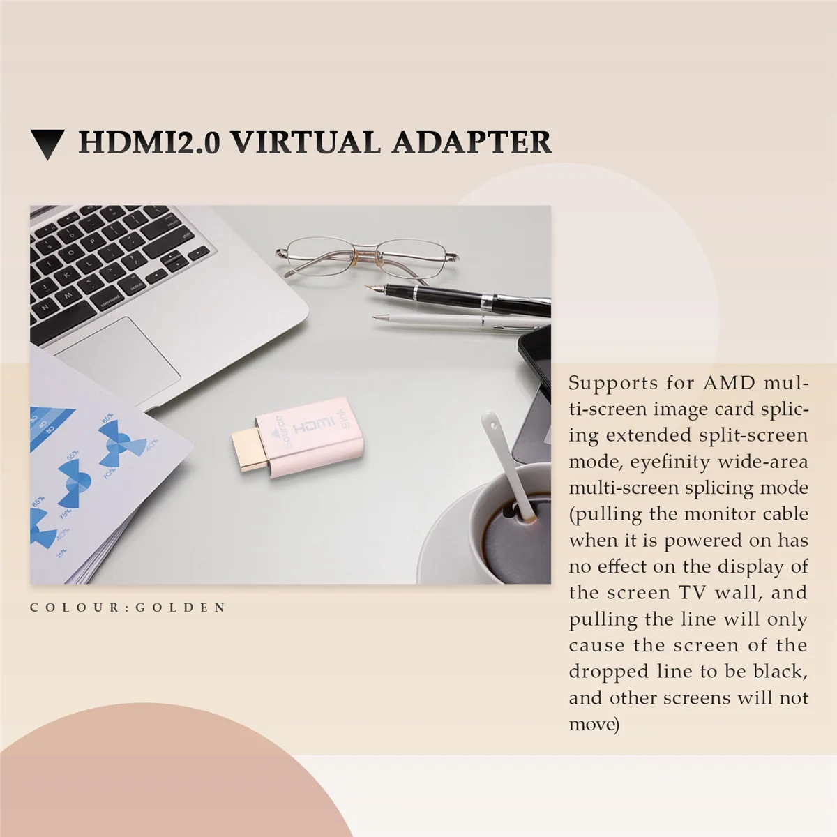 حامل إشارة شاشة بقفل HDMI ، محول افتراضي KVM HDMI2.0 ، eded DDC ، قابس وهمي لمحاكي شاشة HDMI ، حتى 3840X2160