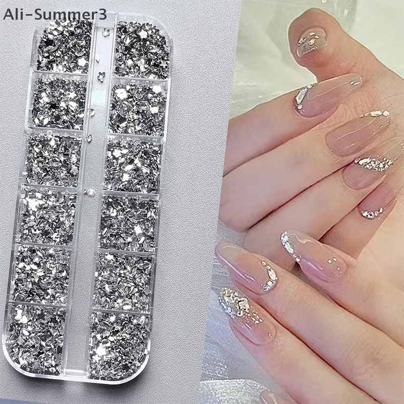 12 Grids/Box Mixed Nail Art Multi Shape Flat Back Crystal Rhinestone Dazzling Diamonds Strass Manicure Tip 3D Decoration #5