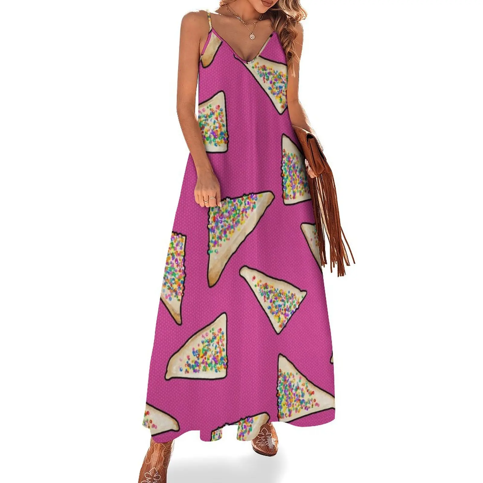 Fairy Bread in Pink, Aussie 90s birthday party Sleeveless Long Dress evening dress ladies Dress